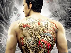 Papel de Parede Desktop Yakuza Costas Tatuagem Jogos