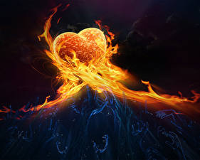 Wallpaper Fire Heart