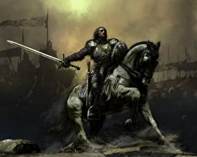 Bakgrunnsbilder Krigere Hester Sverd Rustning Skjold (beskyttelse) Fantasy