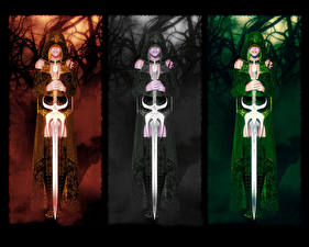 Fotos Gothic Fantasy Schwert 3D-Grafik Fantasy Mädchens