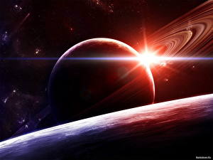 Bureaubladachtergronden Planeten Planetaire ring Saturnus