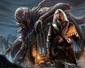 桌面壁纸，，巫师，Geralt of Rivia，游戏
