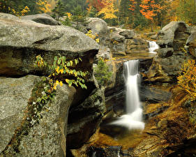 Pictures Seasons Autumn Waterfalls Nature