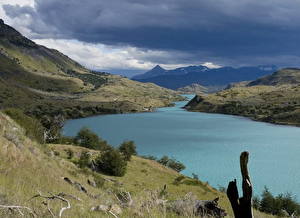 Papel de Parede Desktop Lago Chile Céu  Naturaleza