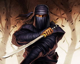 Bakgrunnsbilder Krigere Sabel Ninja Fantasy