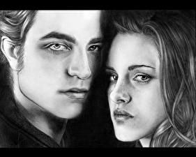 Tapety na pulpit Saga „Zmierzch” Zmierzch Robert Pattinson Kristen Stewart Filmy