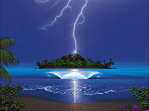 Pictures Coast Lightning Nature