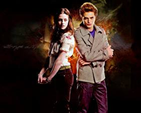 Fonds d'écran Twilight : La Fascination Robert Pattinson Kristen Stewart La Saga Twilight : Tentation