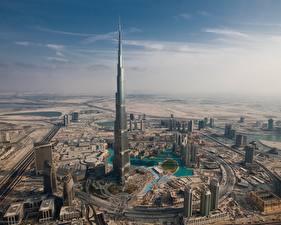 Bureaubladachtergronden Huizen Dubai VAE Van bovenaf Steden