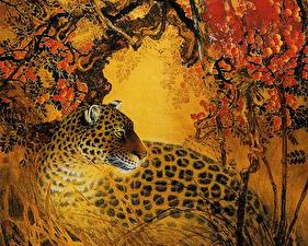 Fondos de escritorio Grandes felinos Dibujado Leopardo Animalia