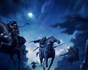 Bakgrundsbilder på skrivbordet Krigare Hästar Fantasy