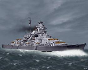 Bilder Schiff Gezeichnet KMS Bismarck