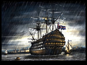 Picture Ship Sailing Rain  Fantasy