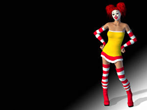 Bakgrundsbilder på skrivbordet Clowner 3D grafik Unga_kvinnor