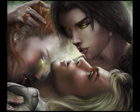 Картинка Вампиры поцелуй вампира Фантастика