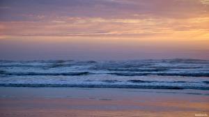 Картинки Побережье Волны Волны в закате Природа