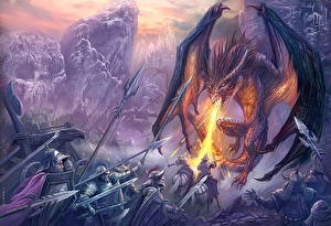 Fonds d'écran Dragon Battent Fantasy