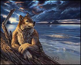 Picture Magical animals Man-wolf Fantasy