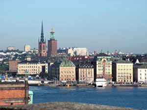 Bakgrundsbilder på skrivbordet Hus Sverige  Städer