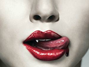 Bureaubladachtergronden True Blood Lippen Vampier Tong (anatomie) film