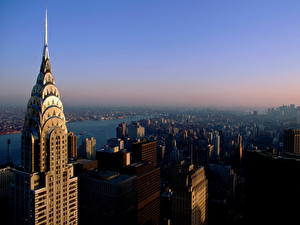 Bureaubladachtergronden Huizen Amerika New York Een toren Steden