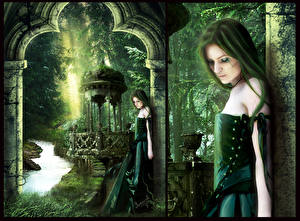 Bakgrundsbilder på skrivbordet Gotisk fantasi Fantasy Unga_kvinnor
