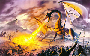 Desktop hintergrundbilder Steve Read Drachen Feuer Fantasy