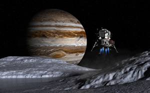 Papel de Parede Desktop Planetas Estação espacial Júpiter Espaço