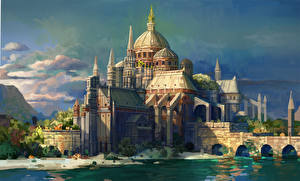 Papel de Parede Desktop Mundo fantástico Palácio Fantasia