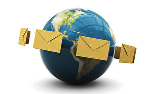 Pictures Globe Letter message Envelope 3D Graphics
