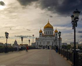 Bureaubladachtergronden Moskou Tempel een stad