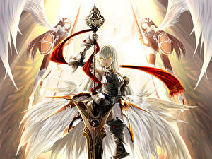 Wallpaper Angel Swords Armour Fantasy Girls
