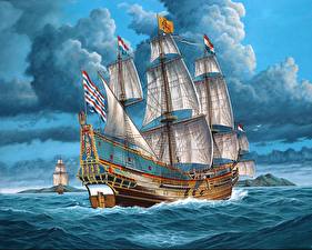 Pictures Ship Painting Art Sailing Batavia