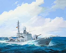 Bakgrundsbilder på skrivbordet Fartyg Målade Gepard /BRD Militär