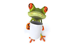 Images Frogs White background 3D Graphics Animals