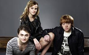 Bureaubladachtergronden Emma Watson Daniel Radcliffe Rupert Grint Beroemdheden