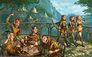 Hintergrundbilder Elfe Bogenschütze Fantasy Mädchens
