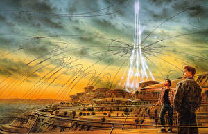 Images Luis Royo jumping off the planet