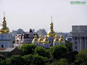 デスクトップの壁紙、、寺院、ウクライナ、ドーム、都市