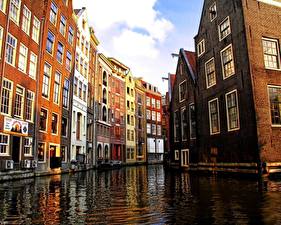 デスクトップの壁紙、、住宅、オランダ、アムステルダム、都市
