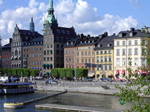Bureaubladachtergronden Gebouw Zweden Stockholm een stad