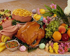 Bakgrundsbilder på skrivbordet Köttprodukter Tabellinställning Ugnsbakad kyckling Mat