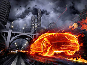 Hintergrundbilder Feuer Autos