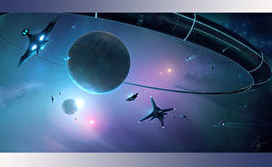 Bakgrundsbilder på skrivbordet Planeter Fartyg Rymden