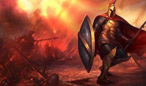 Wallpapers League of Legends Shield Pantheon vdeo game