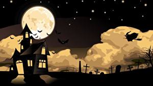 Photo Witch Vector Graphics Houses Moon