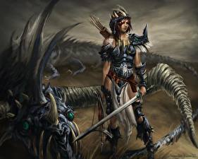 Wallpapers Warriors Swords Armour Fantasy Girls