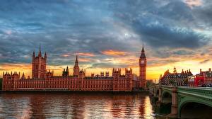 Bureaubladachtergronden Engeland Avond Bruggen Londen Big Ben een stad