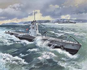 Bakgrundsbilder på skrivbordet Målade Ubåt U-Boot Typ IIB