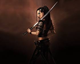Pictures Warrior Katana Sabre Fantasy Girls
